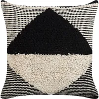 Beliani Lumarko Bawełniana poduszka dekoracyjna geometryczny wzór 50 x cm beżowo-czarna Khora 327981 Bel