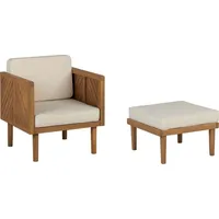 Beliani Lumarko Fotel ogrodowy drewniany z podnóżkiem biały Baratti 330917 Bel