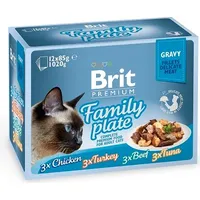 Brit Premium Cat Pouch Gravy Fillet Family Plate - wet cat food 12 x 85G Art529654