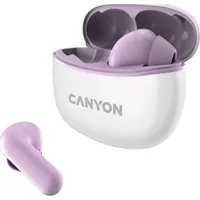 Canyon Słuchawki Tws-5, Bluetooth headset, with microphone, Bt V5.3 Jl 6983D4, Frequence Response20Hz-20Khz, battery Earbud 40Mah2Charging Case 500Mah, type-C cable length 0.24M, size 58.552.9125.5Mm, 0.036Kg, Purple Cns-Tws5Pu