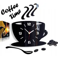 Modernclock Kuchenny zegar ścienny Filiżanka Efekt 3D 12Kolory Coffe3Dblack