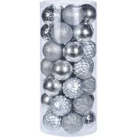 Noname Eglutės žaisliukų komplektas Silver, plastikiniai, 6 cm, 35 vnt. Caa113410