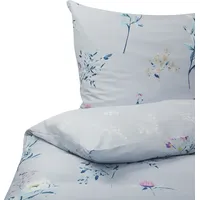 Shumee Komplet pościeli bawełnianej w kwiaty 200 x 220 cm niebieski Evergreen 299879