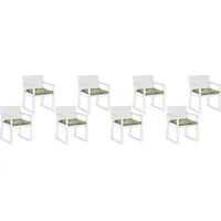Beliani Zestaw 8 poduszek na krzesła ogrodowe w liście zielony Sassari 213075