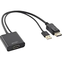 Inline Kabel Hdmi F to Displayport M Converter Cable, 4K, black/gold, 0.3M 17169P