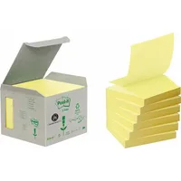 Post-It 3M Ekologiczne karteczki samoprzylepne Z-Notes z certyfikatem Pefc Recycled, Żółte, 76X76Mm, 6 bloczków po 100 kar Blk3110011