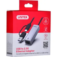 Unitek Adapter Usb-A/C - Rj45 2.5G Ethernet M/F U1313C