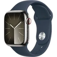 Apple Smartwatch Watch Series 9 Gps  Cellular, 41Mm Koperta ze stali nierdzewnej w kolorze srebrnym z paskiem sportowym sztormowego błękitu - M/L Mrj33Qp/A