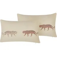 Beliani Lumarko 2 poduszki dekoracyjne z motywem tygrysa 30 x 50 cm beżowe Nierembergia 307757 Bel