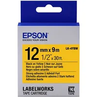 Epson Lk-4Ybw, Strong Adhesive Black on Yellow, 12Mmx9M C53S654014