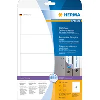 Herma Etykiety Special na segregatory, A4, odklejalne, białe, papier matowy nieprzejrzysty, 100 szt., zaokrąglone narożniki 10165