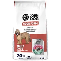 John Dog Good Form Adult Medium and Large Breeds Pork Beef - Dry Food 3 kg Art635385