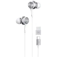Maxell Xc1 Usb-C wired headphones with Usb-A adapter white White