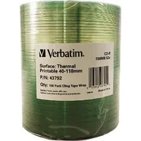 Verbatim Cd-R 700Mb 52X Thermal Printable No Id Brand Wrap 100 43792