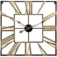 2053 58Cm Vintage Living Room Wrought Iron Square Roman Metal Wall Clock, Color GoldGold Needle