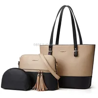 3 in 1 Fashion Simple Lady Diagonal Large Capacity Handbag Letter BagGold  Black