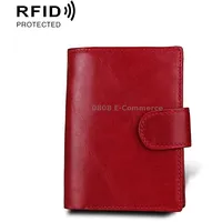 Antimagnet Rfid Genuine Leather Wallet / Passport Package Cowhide Card Slot for manRed