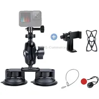 Dual Suction Cup Mount Holder with Tripod Adapter  Screw Phone Clamp Anti-Lost Silicone Net for Gopro Hero11 Black / Hero10 /9 /8 /7 /6 /5 Session /4 /3 /2 /1, Dji Osmo Action and Other Cameras, SmartphonesBlack