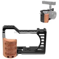For Sony Alpha 7C / Ilce-7C A7C Puluz Wood Handle Metal Camera Cage Stabilizer Rig