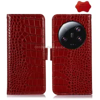 For Xiaomi 13 Ultra Crocodile Top Layer Cowhide Leather Phone CaseRed