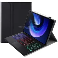 For Xiaomi Pad 6 / Pro A0N7-As Lambskin Texture Ultra-Thin Backlight Bluetooth Keyboard Leather Case with TouchpadBlack