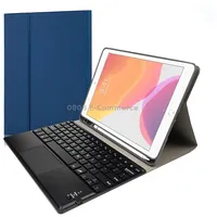 Rk102C Detachable Magnetic Plastic Bluetooth Keyboard with Touchpad  Silk Pattern Tpu Tablet Case for iPad 10.2, Pen Slot BracketBlue