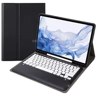 T800B Pen Slot Detachable Bluetooth Keyboard Leather Tablet Case For Samsung Galaxy Tab S8/S7/S7 FeBlack