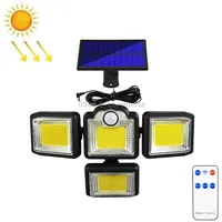 Tg-Ty085 Solar 4-Head Rotatable Wall Light with Remote Control Body Sensing Outdoor Waterproof Garden Lamp, Style 192 Cob Separated