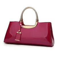 Zjl-986 Sequined Glue Shoulder Bag Patent Leather Ladies HandbagRose Red