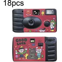 18Pcs Red Good Luck Retro Film Camera Waterproof Cartoon Decorative Stickers without