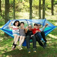 1-2 Person Outdoor Mosquito Net Parachute Hammock Camping Hanging Sleeping Bed Swing Portable  Double Chair, 260 x 140Cm