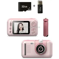 2.4 Inch Children Hd Reversible Photo Slr Camera, Color Pink  32G Memory Card Reader
