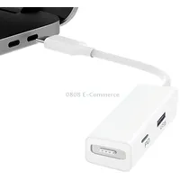 3 in 1 Magsafe / 2  Pd Port Usb to Usb-C Type-C Converter Adapter White