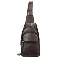 6076 Casual Genuine Leather Crossbody Chest Bag For Men and WomenCoffee