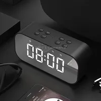 Aec Bt501 Bluetooth 5.0 Mini Speaker with Led  Alarm Clock Mirror, Support 32G Tf CardBlack