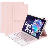 Am18-A Bluetooth Keyboard Leather Case with Touchpad For Lenovo Xiaoxin Pad Pro 2022 11.2 inchPink