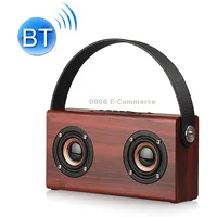 D10 Bluetooth 4.2 Portable Wooden Handheld SpeakerRed Wood Texture