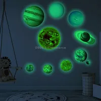 E wall 2 Sets Planet Solar System Fluorescent Wall Stickers Room Bedroom Luminous StickersBig Size