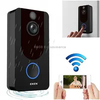 Eken V7 Standard Edition 1080P Full Hd Weather Resistant Wifi Security Home Monitor Intercom Smart Phone Video Doorbell without Dingdong Machine, Support Two-Way Audio, Pir Motion Detection, Night Vision