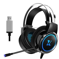 Heir Audio Head-Mounted Gaming Wired Headset With Microphone, Colour X8 Double Hole Upgrade Black
