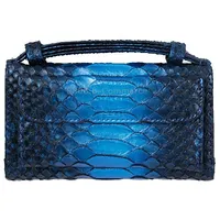 Ladies Snake Texture Print Clutch Bag Long Crossbody With Chain10 Blue
