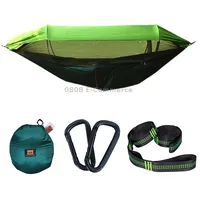 Parachute Cloth Anti-Mosquito Sunshade With Mosquito Net Hammock Outdoor Single Double Swing Off The Ground Aerial Tent 270X140Cm Ink Green / Grass