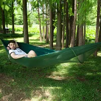 Portable Outdoor Camping Full-Automatic Nylon Parachute Hammock with Mosquito Nets, Size  250 x 120Cm Dark Green