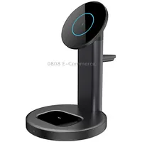 S36 3 in 1 15W Multifunctional Magnetic Wireless Charger for Mobile Phones / Apple Watches Airpods Black