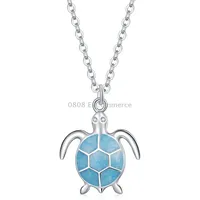 S925 Sterling Silver Blue Turtle Women Nacklace Jewelry
