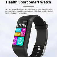 Spovan H7 Bt5.3 Ip67 1.47 inch Smart Sport Watch, Support Bluetooth Call / Sleep Blood Oxygen Heart Rate Pressure Health MonitorPink
