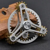 Three Gear Linkage Pure Copper Fidget Spinner Decompression Toy, Styleupdated Version Silver