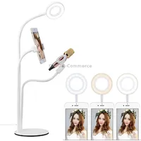 Universal Cell Phone Holder Bracket Selfie Ring Light with Microphone Clip  3-Color Adjustment, for Studio Recording, Live Broadcast, Show, Ktv, etc.White