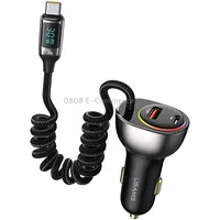 Usams Us-Cc192 C37 60W Type-CUsb Dual Port Car Charger with Digital Display 30W Type-C Spring Data CableTarnish