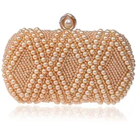 Women Fashion Banquet Party Pearl Handbag Single Shoulder Crossbody Bag Champagne Gold